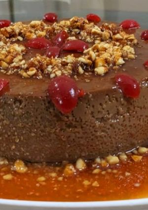 A picture of Choco Coffee Caramel pudding.