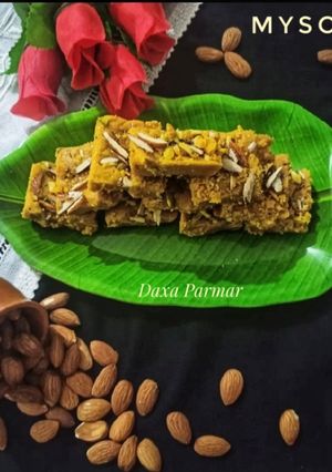 A picture of Mysore Pak (Traditional South Indian Sweet).