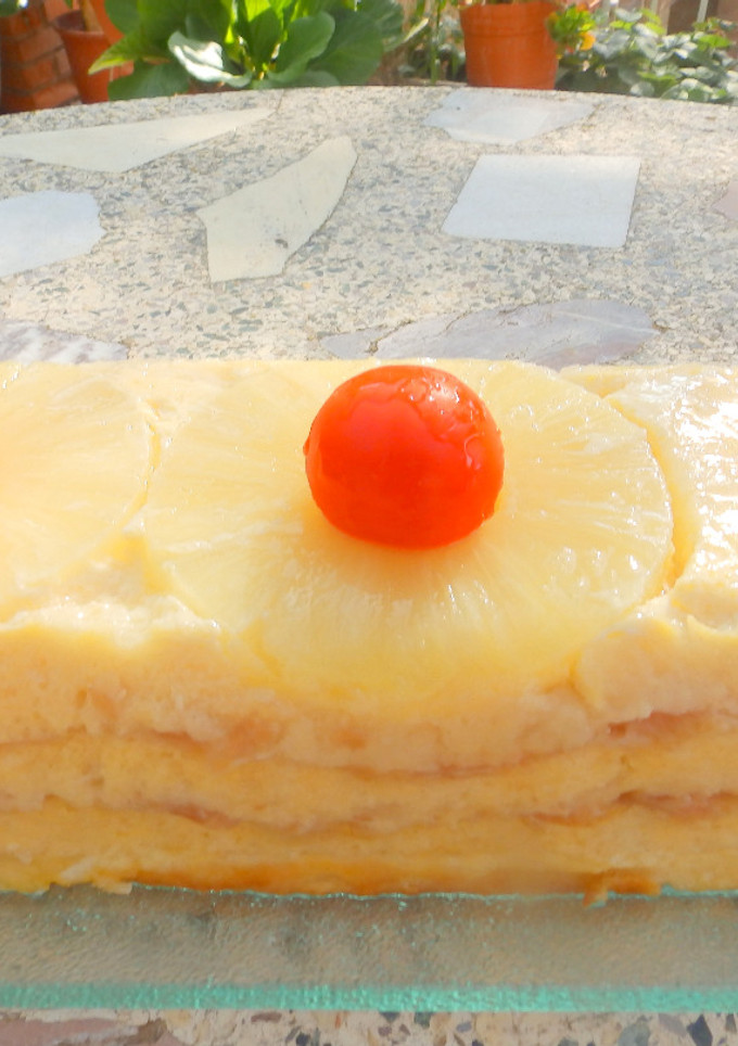 Una foto de Pastel frío de piña, queso y jamón