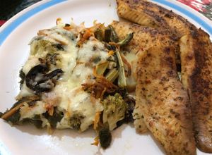 Una foto de Vegetales al horno, gratinados con queso poroso