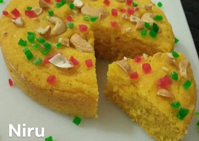 Recipe of Ultimate Eggless Suji Mango Cake