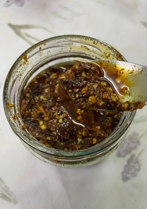 صورة لوصفة Chilli crispy oil زيت الفلفل الحار المقرمش. 🌶️🌶️