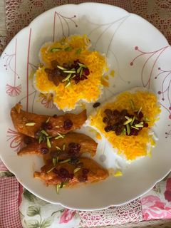 عکسی از دستور زرشک پلو با فیله مرغ