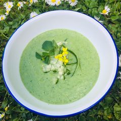 A picture of Green watercress and Avocado Gazpacho 🌱.
