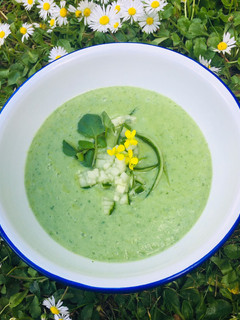 A picture of Green watercress and Avocado Gazpacho 🌱.