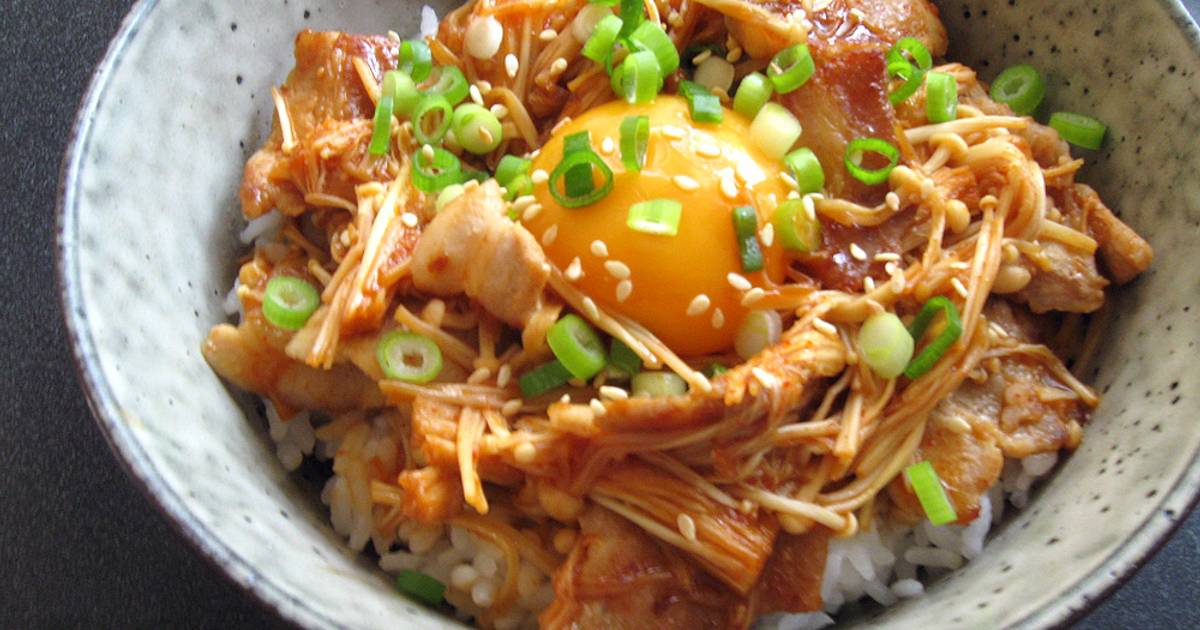 Gochujang Pork And Enoki Rice Bowl Recipe By Hiroko Liston Cookpad 0784