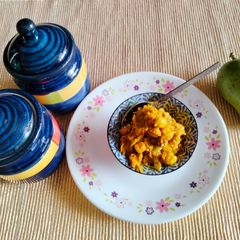 Grated Raw mango and chickpea pickle A picture of Grated Raw mango and chickpea pickle.