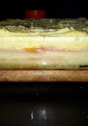 Una foto de Pastel de papa con jamón y queso
