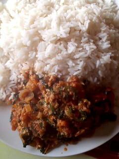 A picture of Boile rice with egg sauce.