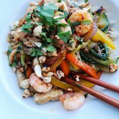 Nutty Pork, Prawn and Mega Veg A picture of Nutty Pork, Prawn and Mega Veg.