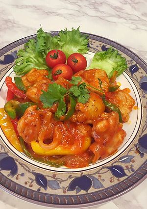 Hình của món Gà chiên sốt tương cà.