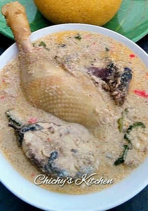 A picture of Egusi Peppersoup.
