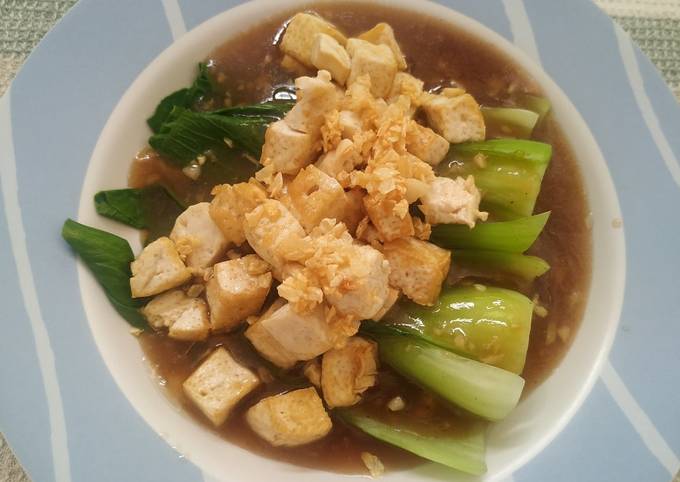 Resep Pakcoy Tahu Saus Tiram Garlic Bok Choy Oleh Sda Sda Cookpad