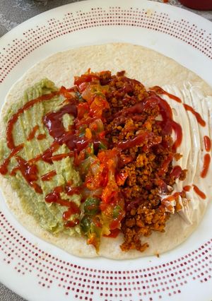 Una foto de Veggie burrito/fajita mexicana