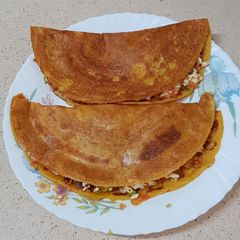 Besan stuffed chilla A picture of Besan stuffed chilla.