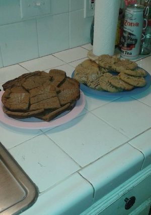 A picture of Both Peanut Butter and Chocolate Hazelnut Cheesecake Cookies .