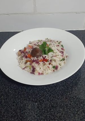 Una foto de Arroz con shiitake