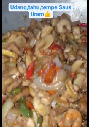 Foto resep Udang tahu tempe saos tiram