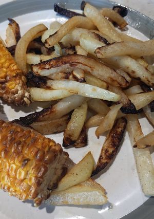 A picture of Air fryer Kohlrabi Fries.
