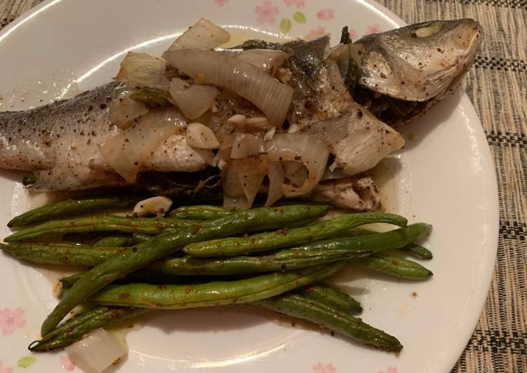 Steps to Make Super Quick Homemade Oven baked lemony sea bass