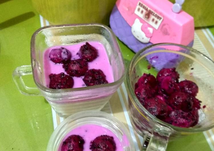 Resep Dragon Fruits Soya Tofu (Silky Puding Tofu vla Buah Naga), Enak