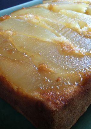 A picture of Pear Upside-down Cake.