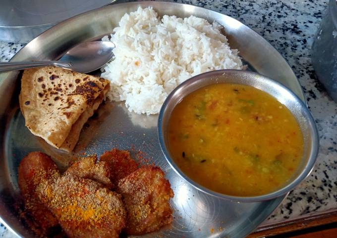 Steps to Make Eric Ripert Dal Rice and Arbi Fry