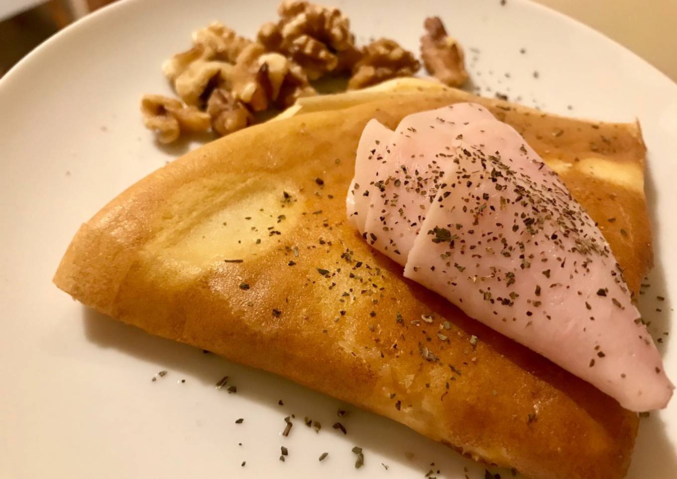 Crepes de cheddar y pavo