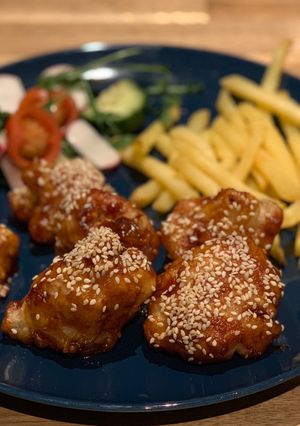 A picture of Sticky cauliflower wings (vegan).