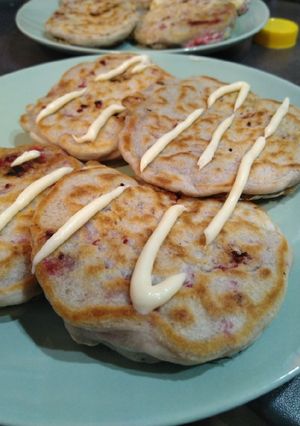 Une photo de Pancake framboise chocolat blanc