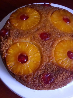 A picture of Simple pineapple upside down cake.