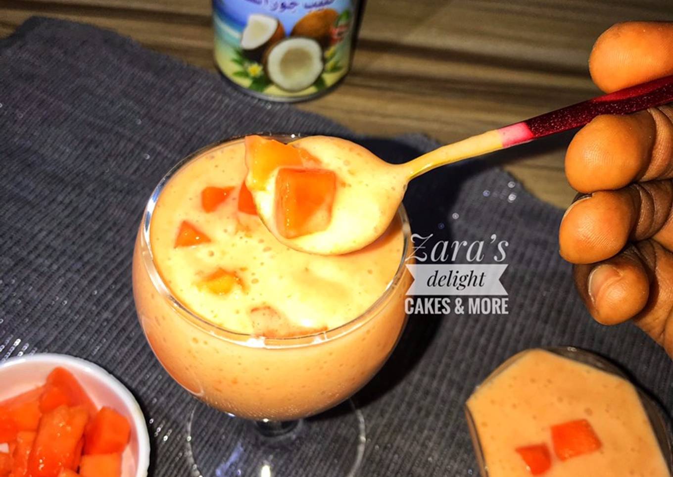 Coconut milk papaya milkshake