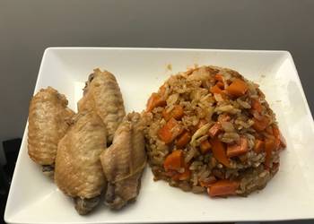 Easiest Way to Cook Tasty Rice with carrots and chicken wings