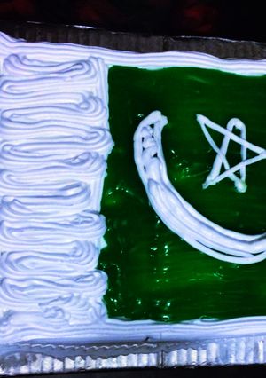 A picture of Chocolate cake.My 9 year son made this azadi cake little effort.