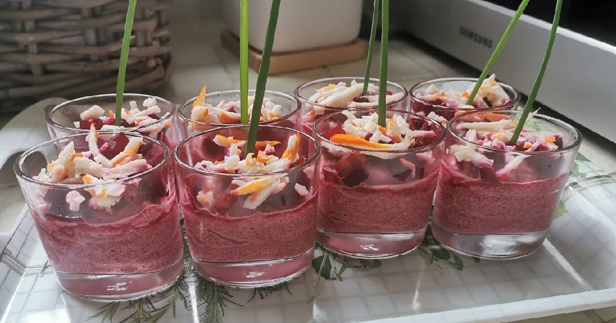 Verrine betteraves et boursin pour un apéritif de fêtes - Recette