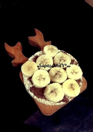 عکسی از دستور رایس کیک با شکلات صبحانه و موز