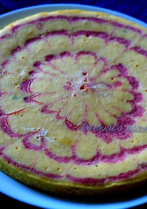 A picture of Designer beetroot dhokla.