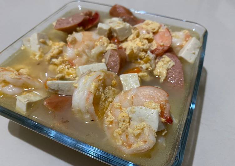Udang sosis telur tahu pedas