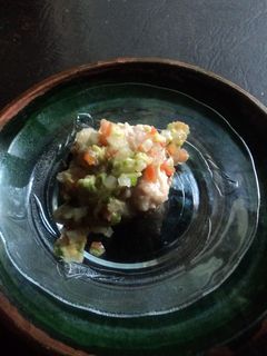 Una foto de Hongos rellenos de frijol, receta prehispanica y vegana. Jalisco México