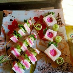A picture of Chicken spread sandwiches.