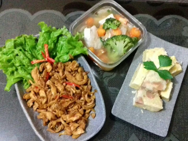 Recipe 3 Menu Masakan 8 Ayam suwir, schotel mie dan sop baso tahu the  Makes Drooling Perfect