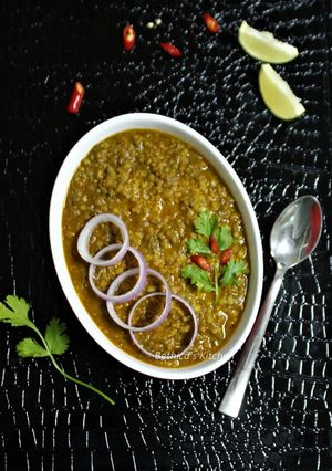A picture of Keema Whole Moong Dal Curry.