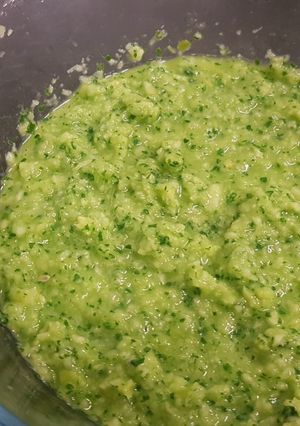 A picture of Raw mango and corri chutney(Textured,).
