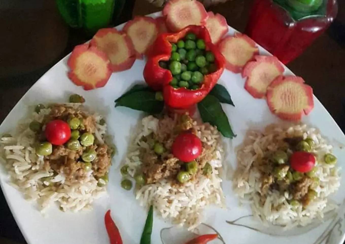Qeema matar and rice