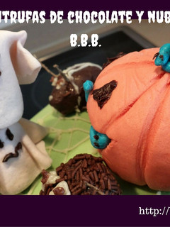 Una foto de Halloween trufas de chocolate y nubes