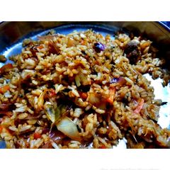 Soya vegetable semi fried rice A picture of Soya vegetable semi fried rice.