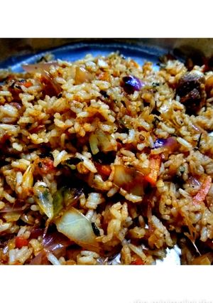 A picture of Soya vegetable semi fried rice.