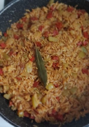 Une photo de Risotto aux courgettes et chorizo
