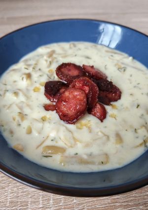 Kapros zöldbabfőzelék tejjel recept fotója