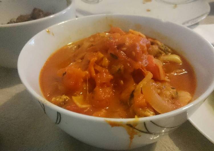 Recipe of Super Quick Homemade Seafood in Spicy Tomato Sauce